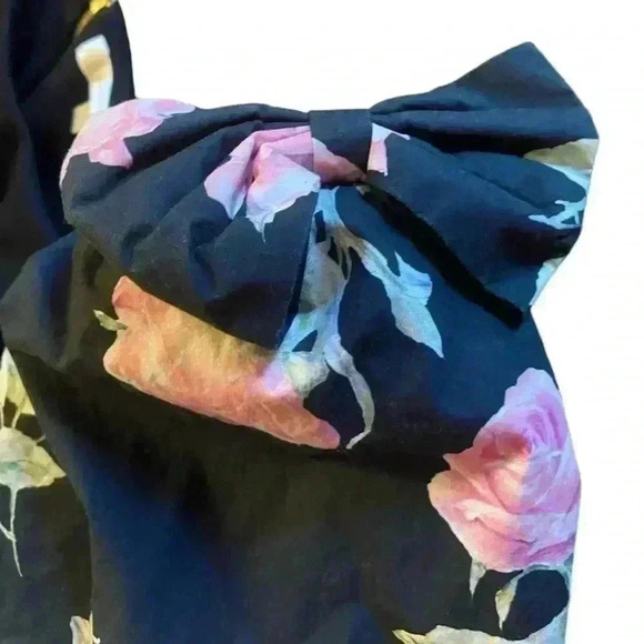 LoveShackFancy Floral Puff Sleeve Spirit Crop Top Black Size Large - Picture 7 of 10